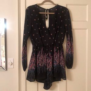 Floral long sleeve romper